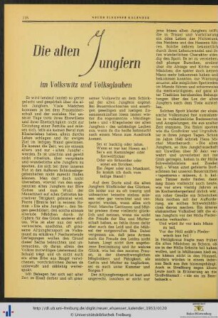 Die alten Jungfern im Volkswitz und Volksglauben.