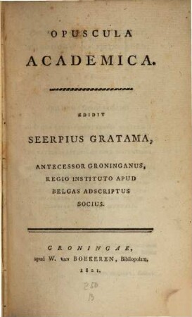 Opuscula academica