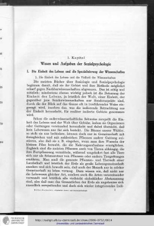 1. Kapitel: Wesen und Aufgaben der Sozialpsychologie