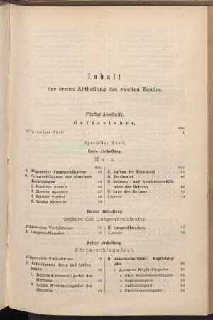 Inhalt der ersten Abtheilung des zweiten Bandes.