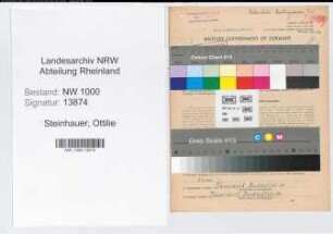 Entnazifizierung Ottilie Steinhauer, geb. 09.06.1901 (Postassistent)