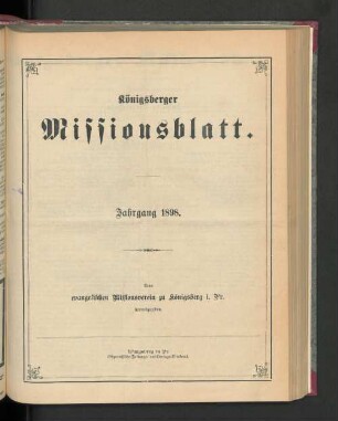 1898: Königsberger Missionsblatt