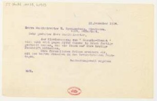 Brief an Heinrich Spangenberg : 22.12.1924