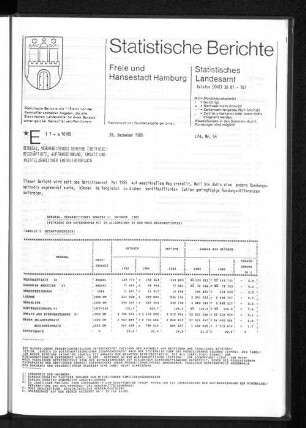 Bergbau, Verarbeitendes Gewerbe Oktober 1985 : Lfd. Nr. 54