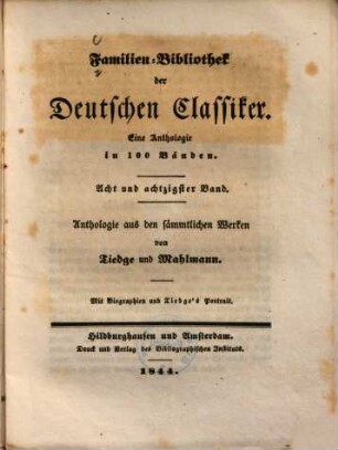 Anthologie aus den sämmtlichen Werken von Tiedge und Mahlmann