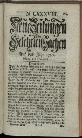 N. LXXXVIII. Leipzig, den 2 November. - N. XCVI. Leipzig, den 30 November.