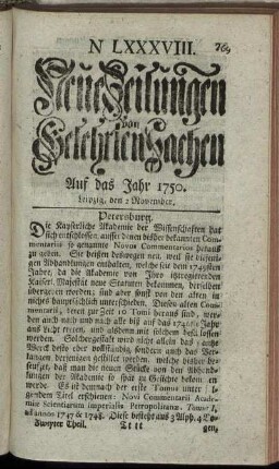 N. LXXXVIII. Leipzig, den 2 November. - N. XCVI. Leipzig, den 30 November.