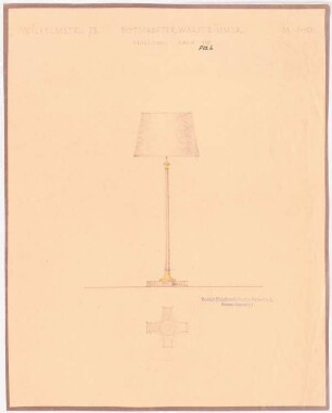 Dienstwohnung des Reichsaußenministers Joachim von Ribbentrop, Berlin-Mitte Umbau: Stehlampe im Botschafter-Wartezimmer: Ansicht 1:10