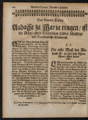 Das Neundte Capitel. Andacht zu Maria tragen/ ist die Achte/ ihrer Hochheiten halber schuldige und Danckbarliche Erkantnuß.