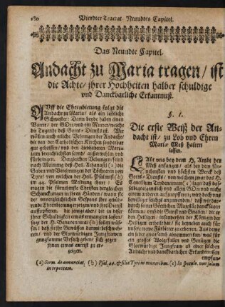Das Neundte Capitel. Andacht zu Maria tragen/ ist die Achte/ ihrer Hochheiten halber schuldige und Danckbarliche Erkantnuß.