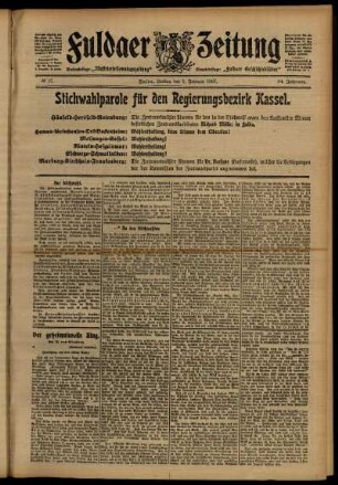 Erste Ausgabe vom Freitag, den 01. Februar 1907.