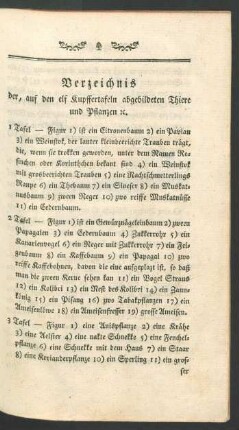 Verzeichnis der, auf den elf Kupffertafeln abgebildeten Thiere [...]