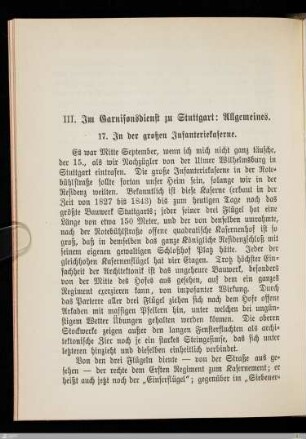 III. Im Garnisonsdienst zu Stuttgart: Allgemeines