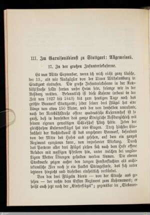 III. Im Garnisonsdienst zu Stuttgart: Allgemeines