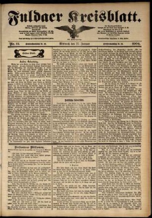 Erste Ausgabe vom Mittwoch, den 27. Januar 1904.