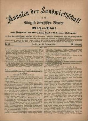 No. 41. Berlin, den 10. Oktober 1866. VI. Jahrgang.