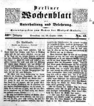 No. 42, Sonnabend, den 20. Oktober 1849.