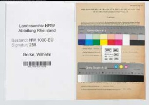 Entnazifizierung Wilhelm Gerke, geb. 19.11.1900 (Steuerinspektor)