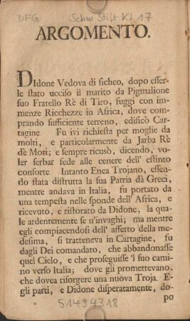 Argomento [= Inhalt, ital., franz.]