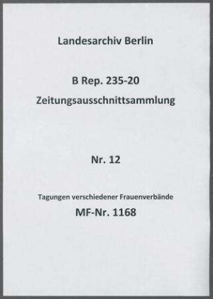 Tagungen verschiedener Frauenverbände
