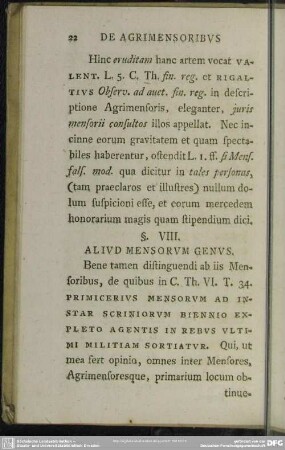§. VIII. Aliud Mensorum Genus