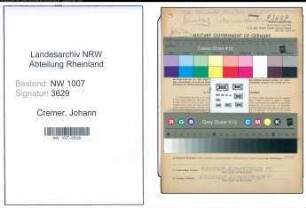 Entnazifizierung Johann Cremer , geb. 02.03.1897 (Arbeiter)