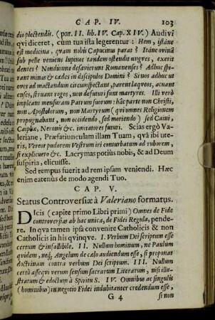 Cap. V. Status Controversiæ a Valeriano formatus.