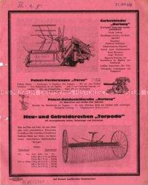 Grasmäher, Getreidemäher, Heurechen