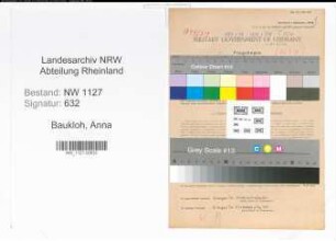Entnazifizierung Anna Baukloh , geb. 20.01.1896 (Telefonistin)