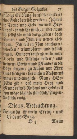 Die 28. Betrachtung. Golgatha ist mein Creutz- und Leidens-Berg.