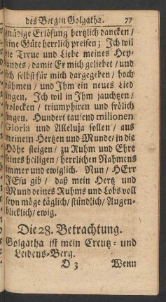 Die 28. Betrachtung. Golgatha ist mein Creutz- und Leidens-Berg.