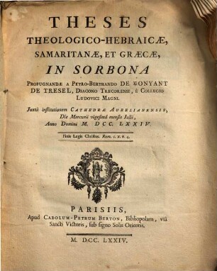 Theses theologico-hebraicae, Samaritanae et graecae