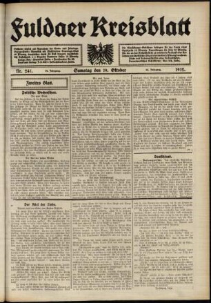 Zweite Ausgabe vom Samstag, den 19. Oktober 1912.