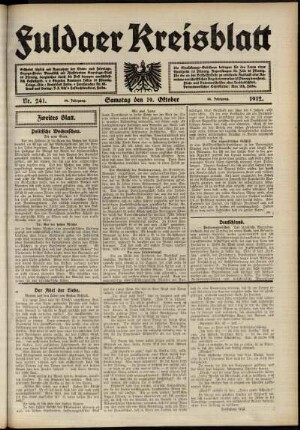 Zweite Ausgabe vom Samstag, den 19. Oktober 1912.