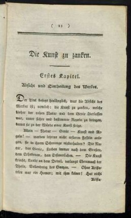 Erstes Kapitel. Absicht und Eintheilung des Werkes.