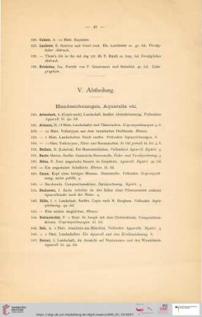 V. Abteilung Handzeichnungen, Aquarelle etc (Nr. Handzeichnungen, Aquarelle etc (Nr. 530 - 613)