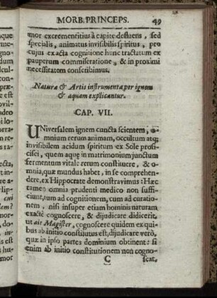 Naturae & Artis instrumenta per ignem & aquam explicantur. Cap. VII.