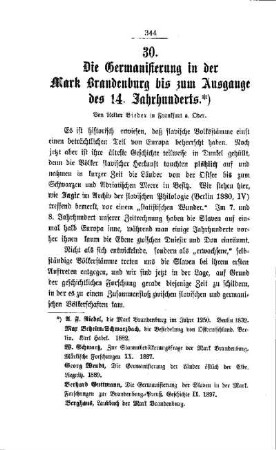Die Germanisierung in der Mark Brandenburg bis zum Ausgange des 14. Jahrhunderts