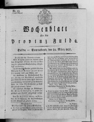 Nr. 12, Ausgabe vom 24. März 1827
