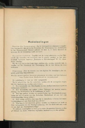 Mededeelingen.