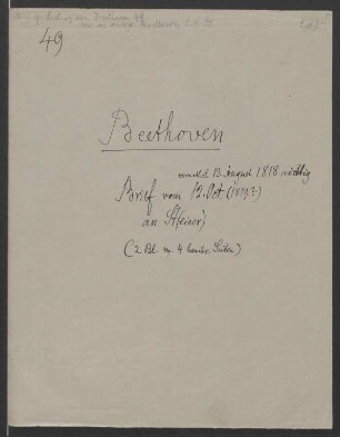 Brief an Sigmund Anton Steiner : o.D. [12.08.1818, ermittelt]