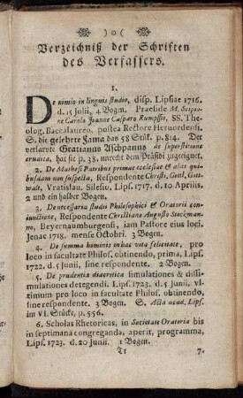 Verzeichniß der Schriften des Verfassers.