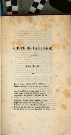 La Chute de Carthage : Chant I.
