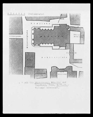 Straßburg, Lageplan des Münsters und seiner Umgebung