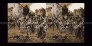 Reproduktion eines Gemäldes: Kronprinz Friedrich und die Baiern bei Froschweiler