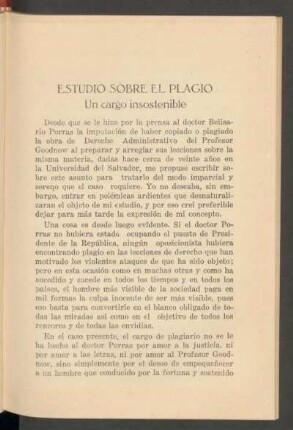 Estudio sobre el Plagio : Un cargo insostenible