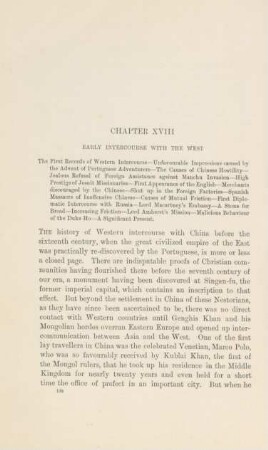 Chapter XVIII. Early intercourse with the West