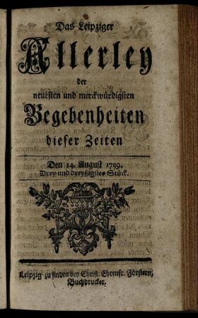 Den 14. August 1759. Drey und dreyßigstes Stück.