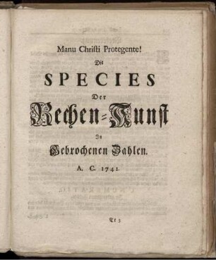 Die Species der Rechenkunst.