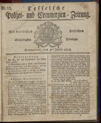 Nr. 53, Sonnabend, den 4ten Julii 1818